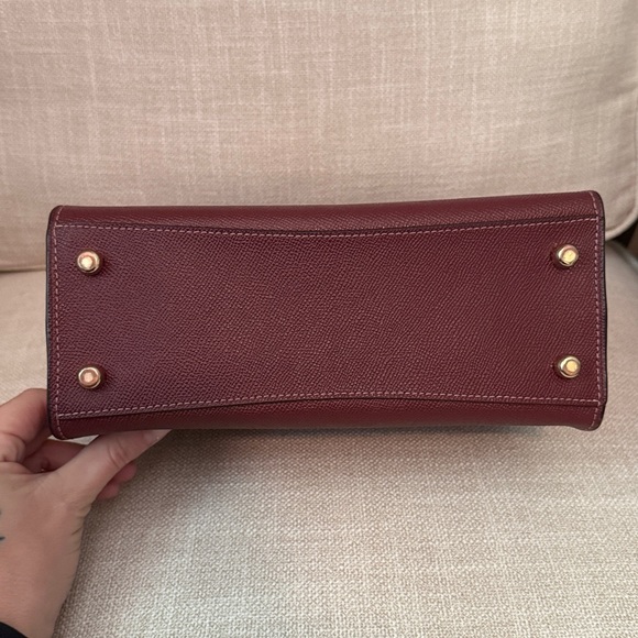 Burgundy Coach Tilly Top Handle Leather Satchel F76618 - Picture 6 of 12